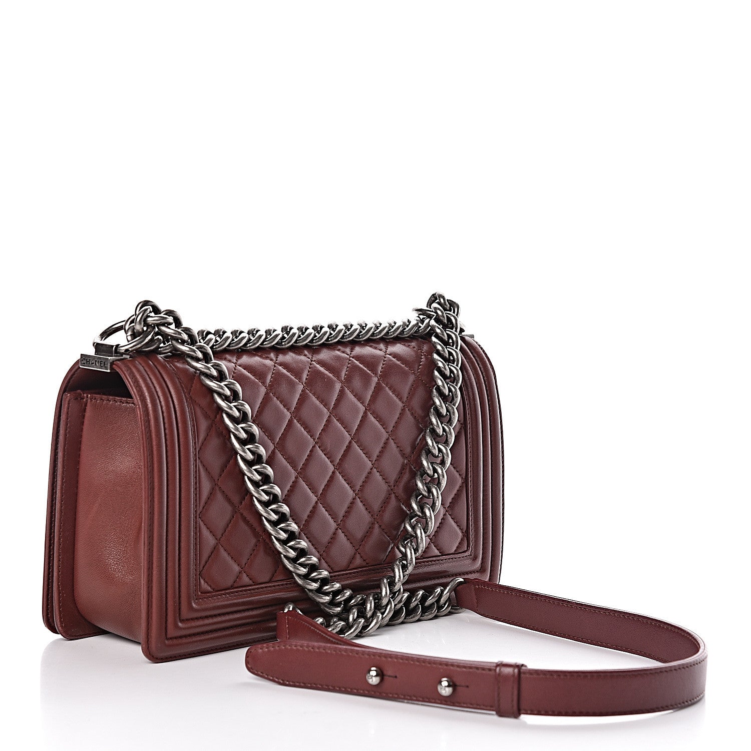 Chanel Lambskin Quilted Medium Boy Flap Burgundy 3 of 13