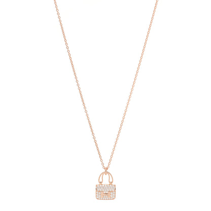 Hermes 18K Rose Gold Diamond Constance Amulettes Pendant Necklace 1 of 6