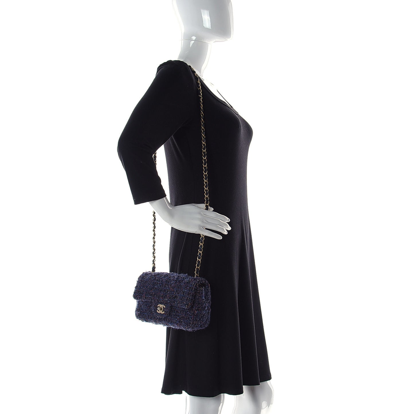 Tweed Quilted Mini Rectangular Flap Blue Multicolor