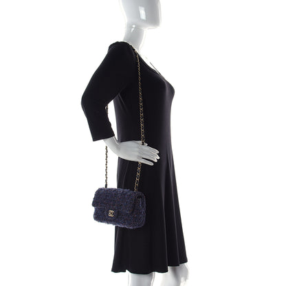 Chanel Tweed Quilted Mini Rectangular Flap Blue Multicolor 2 of 10