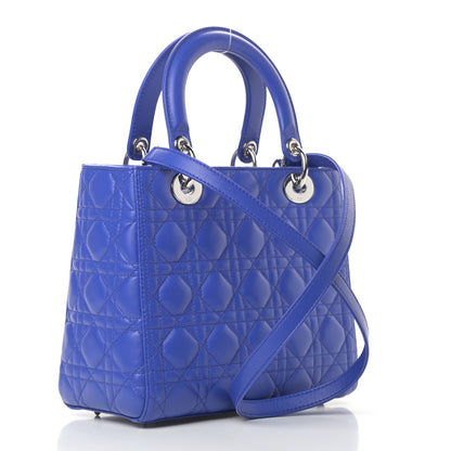 Christian Dior Lambskin Cannage Medium Lady Dior Blue Persan 3 of 11