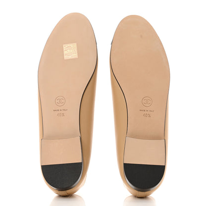 Chanel Lambskin Cap Toe CC Ballerina Flats 40.5 Beige Black 5 of 9