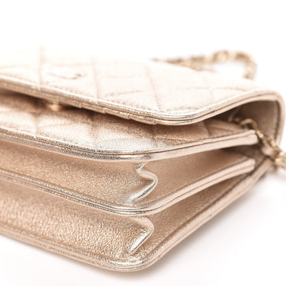 Chanel Metallic Lambskin Quilted Mini Wallet On Chain WOC Gold 9 of 10