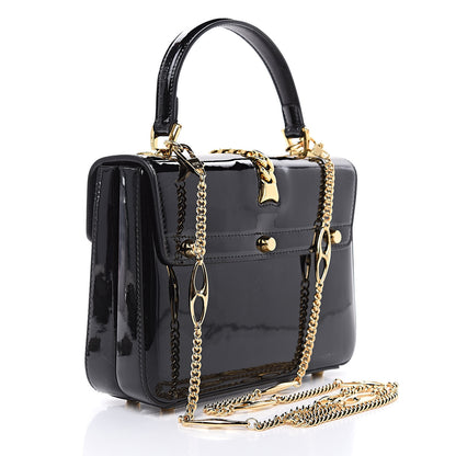 Gucci Mousse Top Patent Mini Sylvie 1969 Top Handle Bag Black 3 of 10