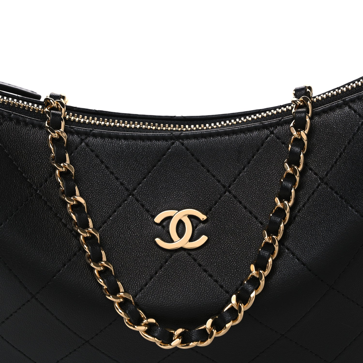 Chanel Lambskin Quilted Hobo Clutch With Chain Black 7 of 9