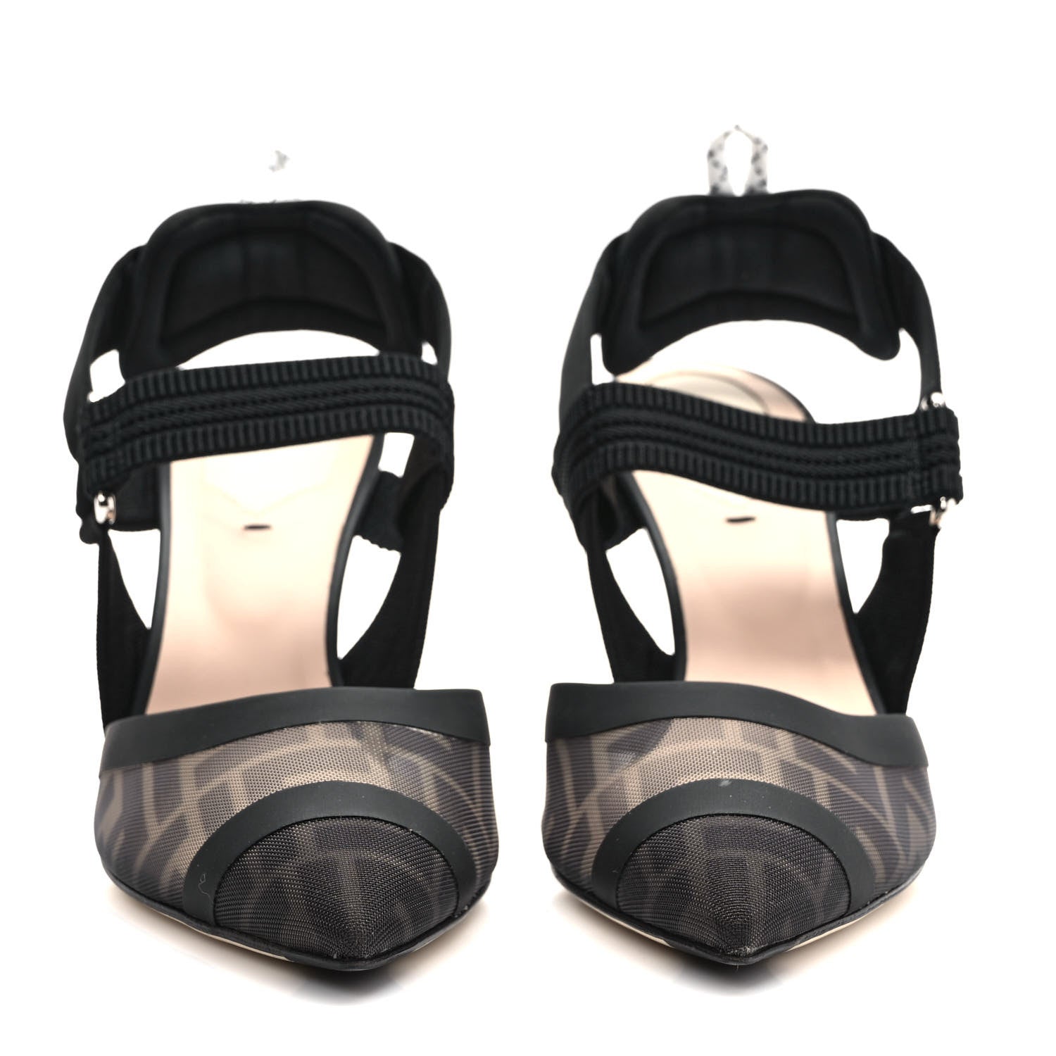 Fendi Technical Mesh FF Colibri 85mm Slingback Pumps 39 Black 2 of 8