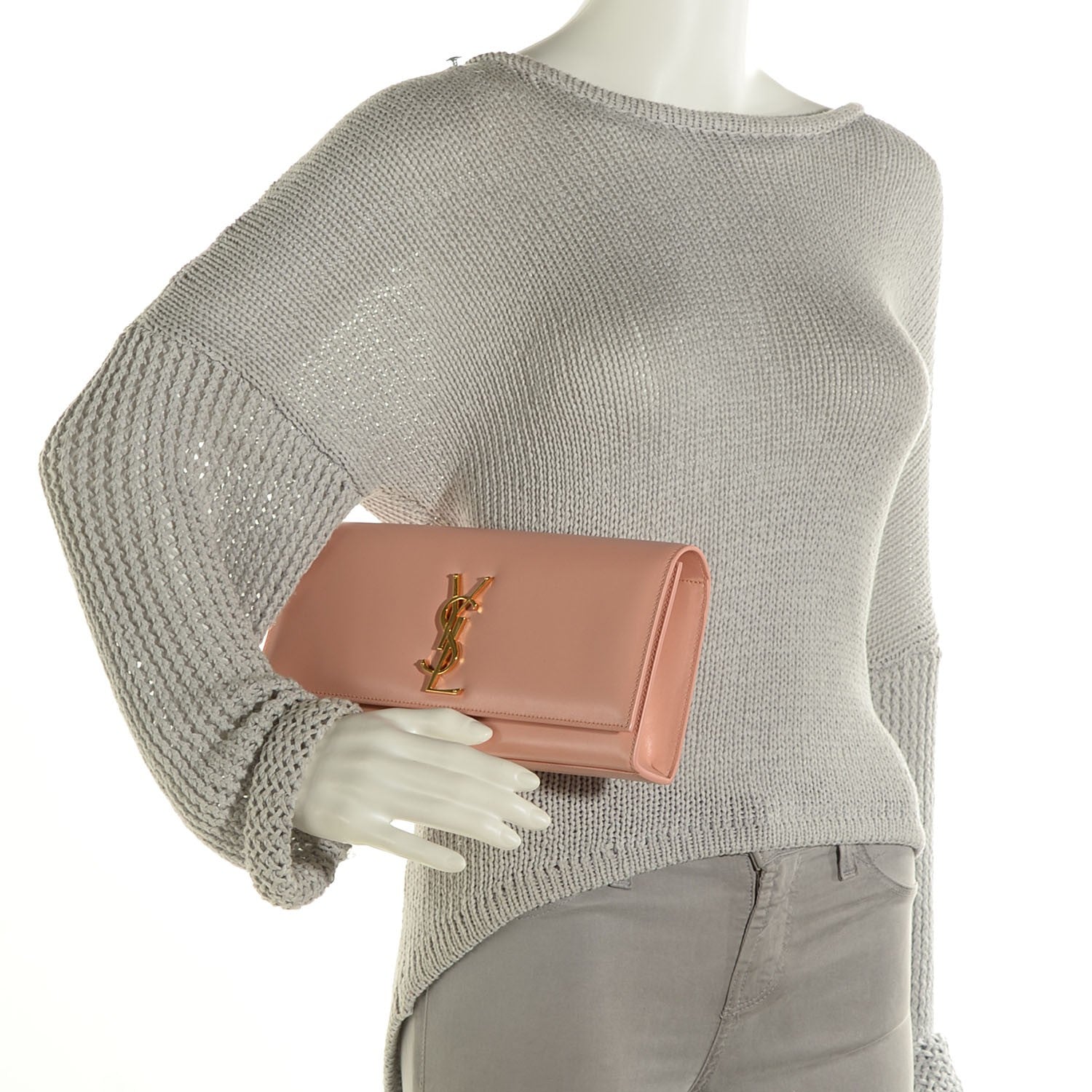 Saint Laurent Calfskin Classic Monogram Clutch Blush 2 of 8