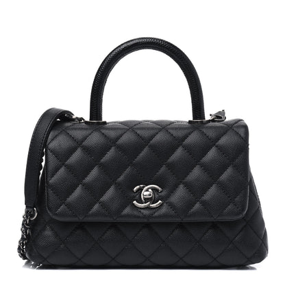 Chanel Caviar Lizard Embossed Quilted Mini Coco Handle Flap Black 1 of 4