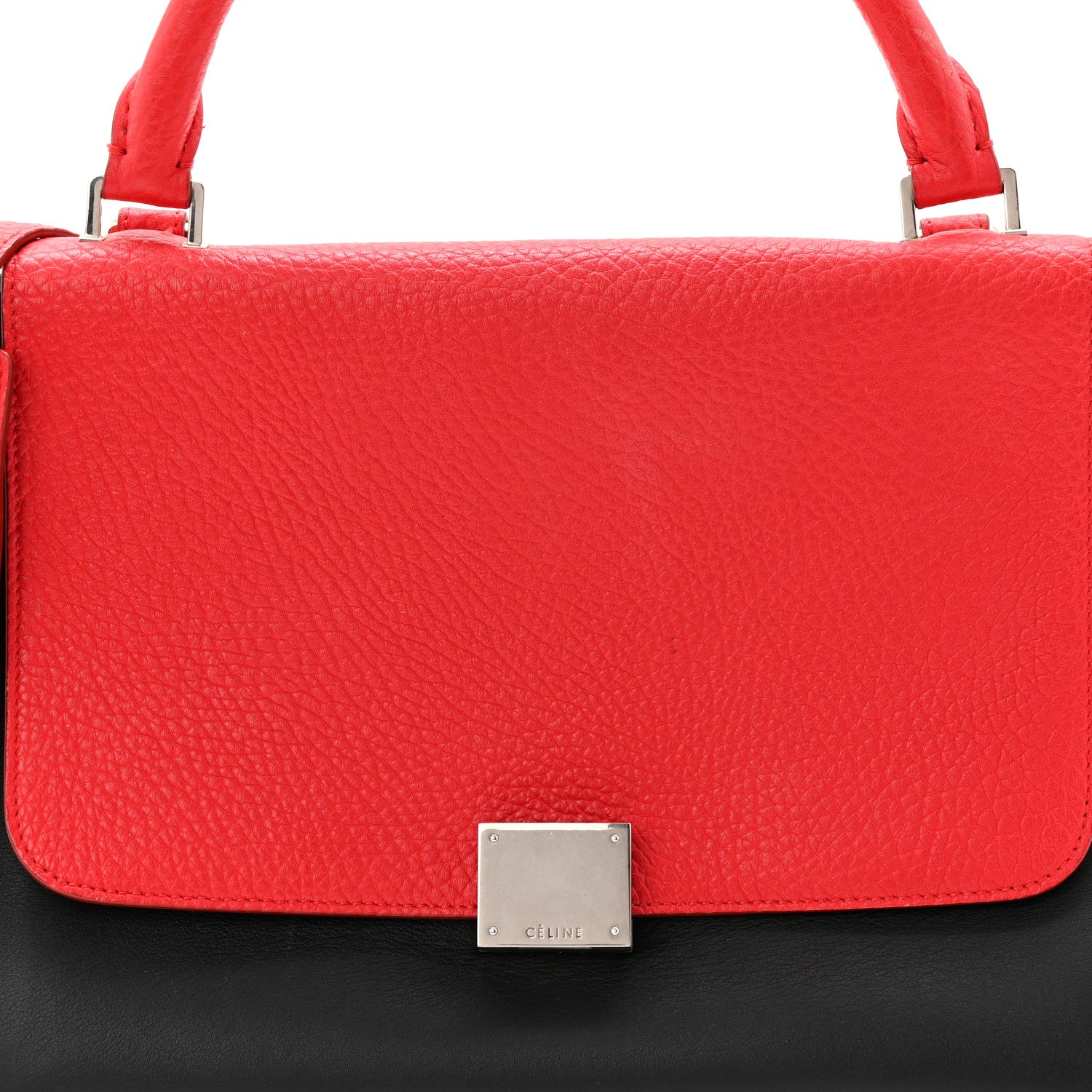 Celine Bullhide Calfskin Nubuck Small Tri-Color Trapeze Bright Red 7 of 11