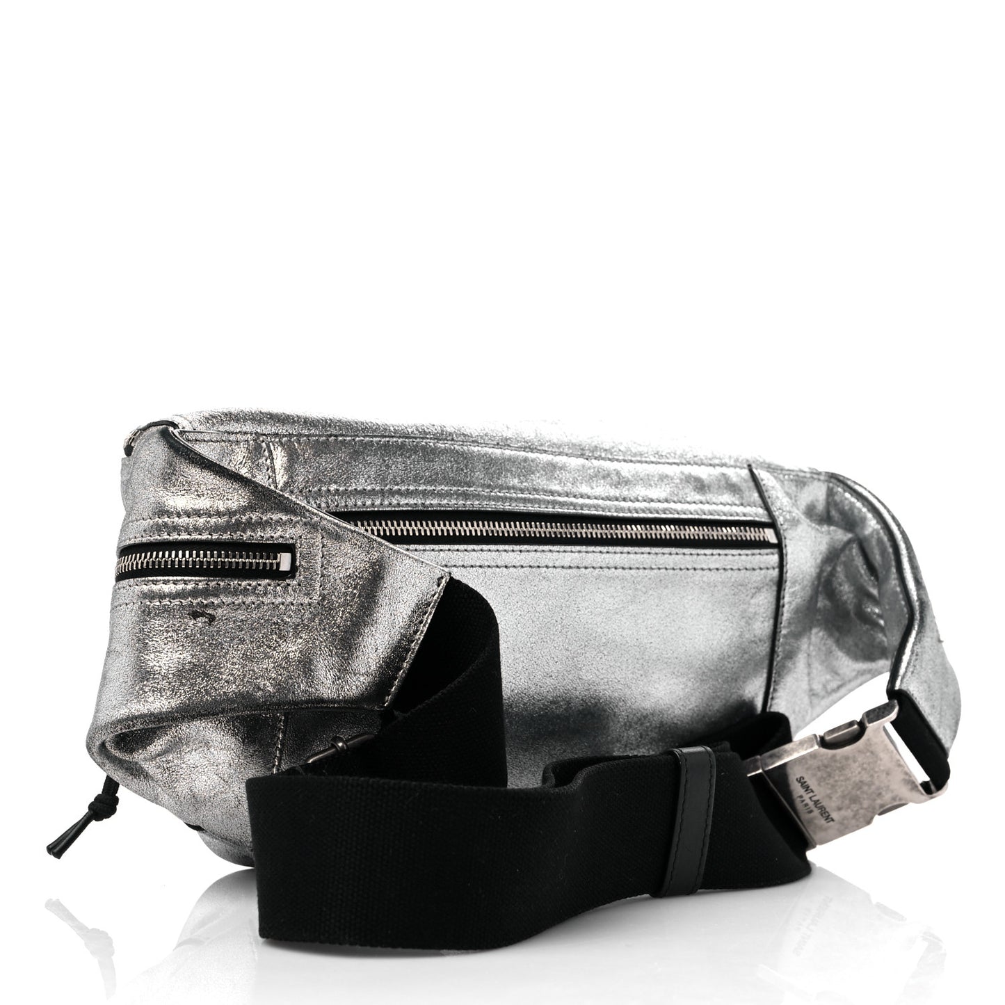 Metallic Calfskin Ripstop Body Belt Bag Silver