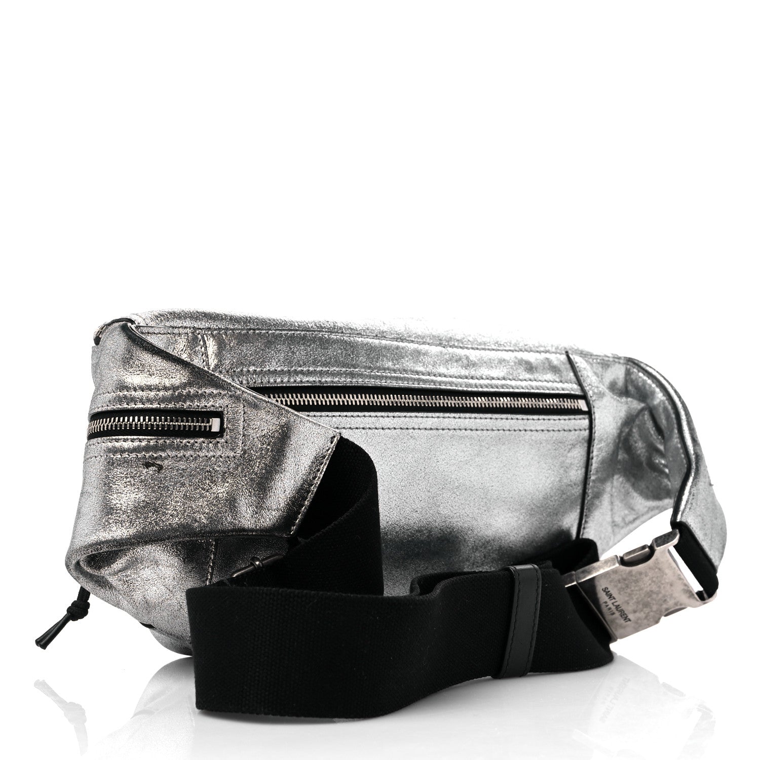 Saint Laurent Metallic Calfskin Ripstop Body Belt Bag Silver 3 of 13