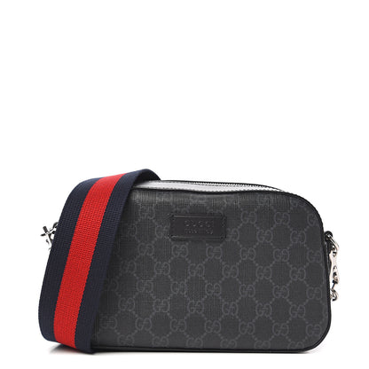 Gucci GG Supreme Monogram Web Shoulder Bag Black Grey 1 of 10