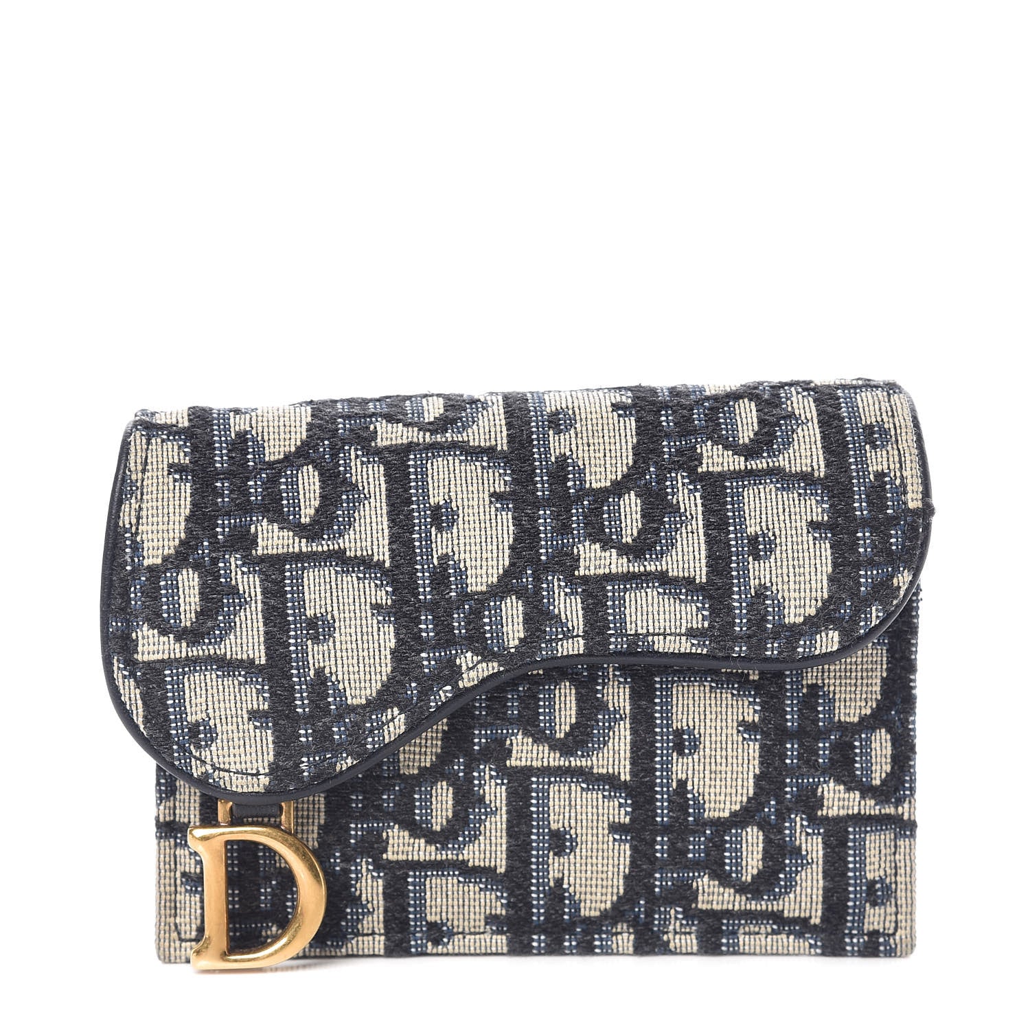 Christian Dior Oblique Saddle Card Holder Blue 1 of 8