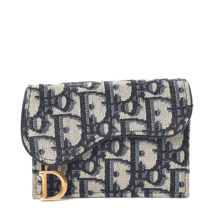 Christian Dior Oblique Saddle Card Holder Blue 1 of 8