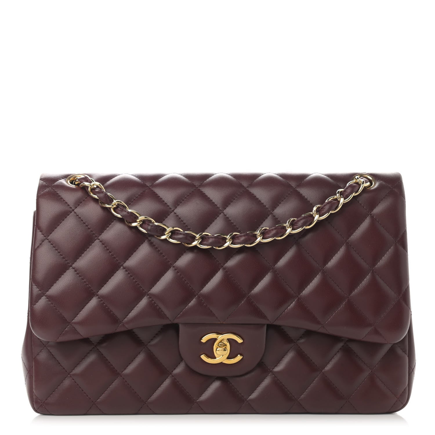 Chanel Lambskin Quilted Jumbo Double Flap Burgundy 1 of 11