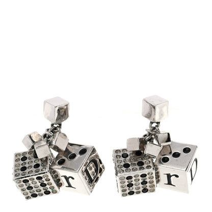 Christian Dior Crystal Star Dice Dangle Earrings Silver 1 of 6