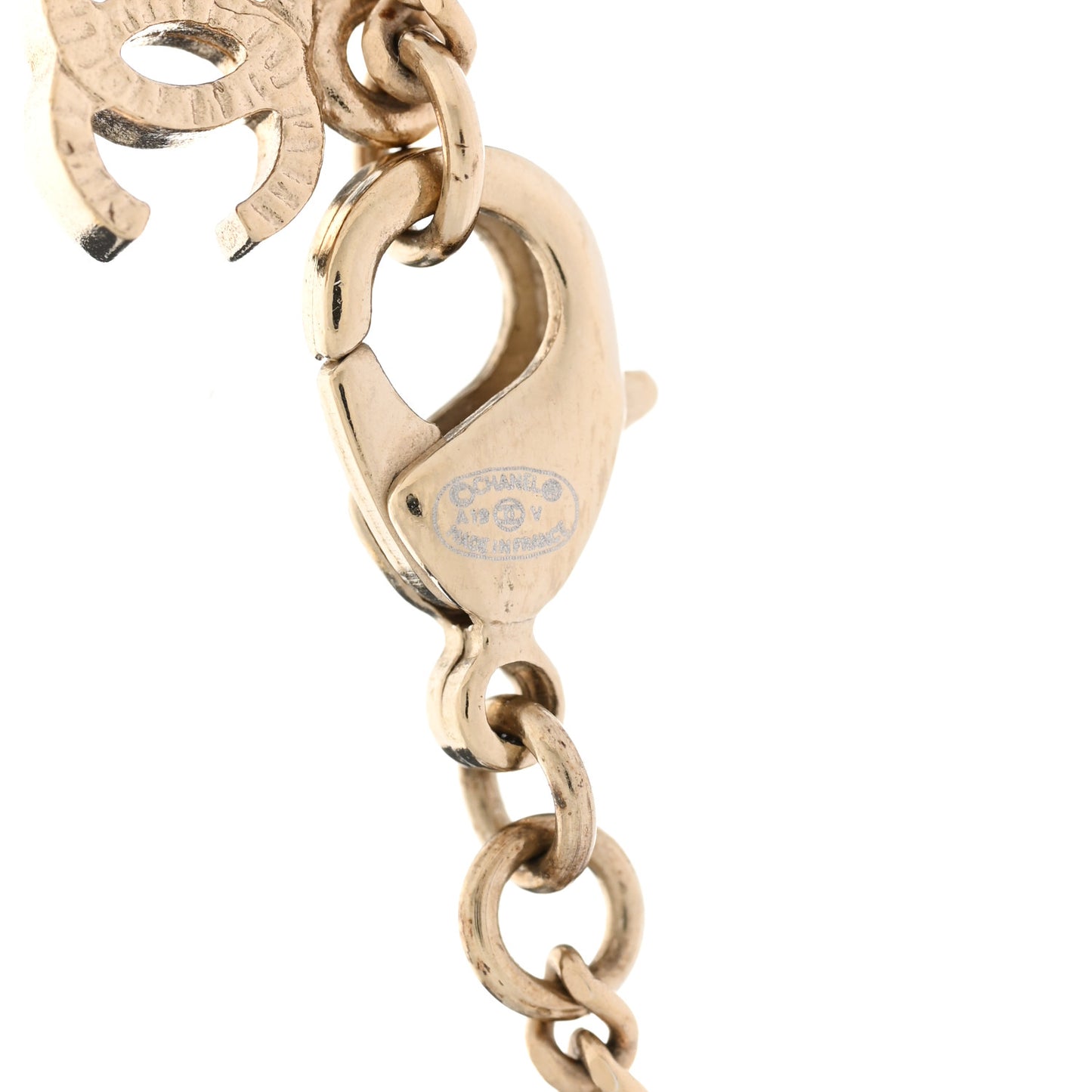 Metal Crystal CC Pendant Necklace Gold