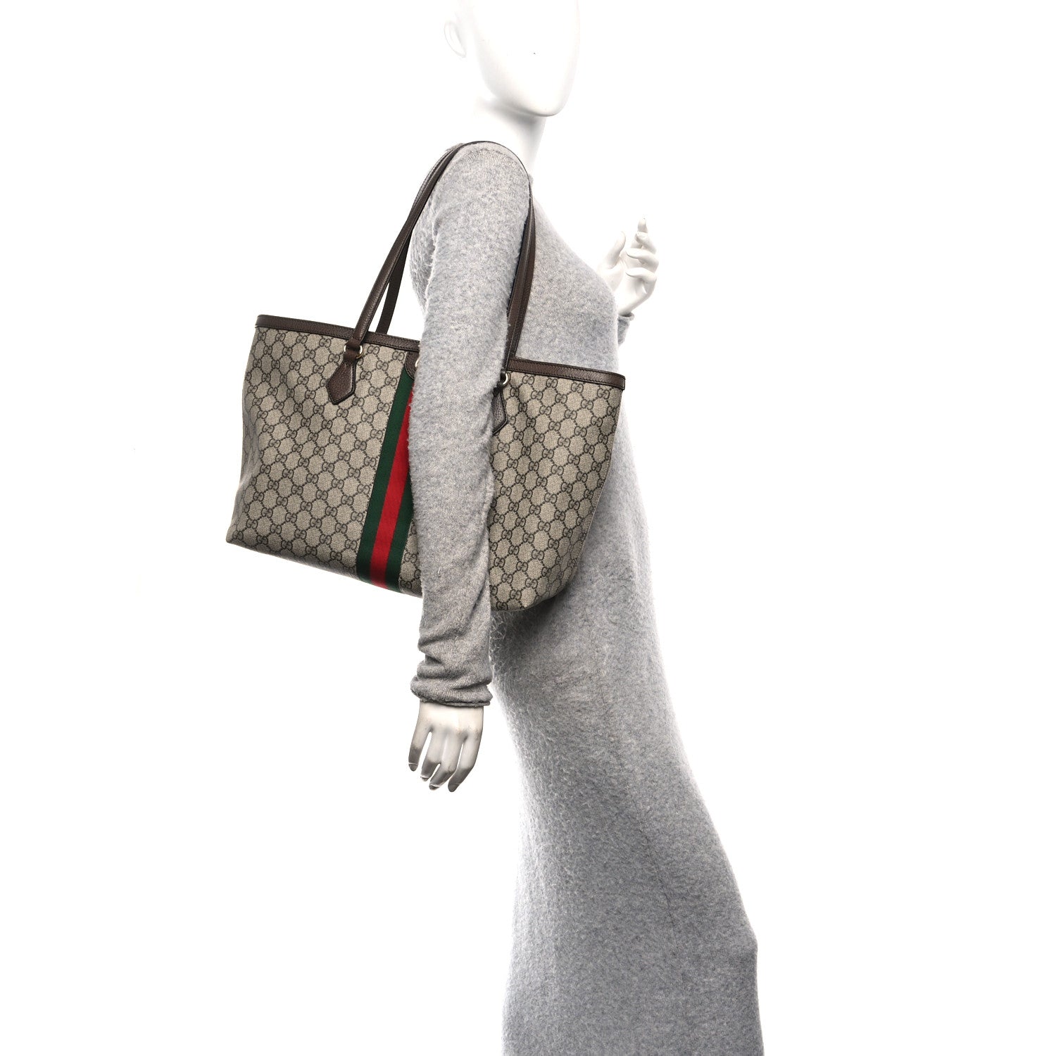 Gucci GG Supreme Monogram Medium Ophidia Shopping Tote Brown 2 of 10