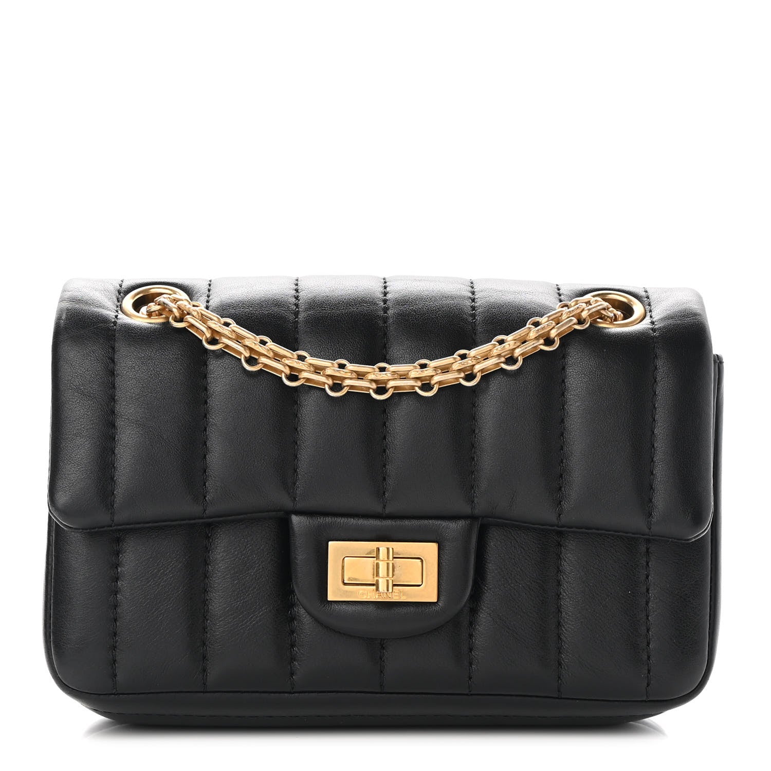 Chanel Aged Calfskin Vertical Quilted 2.55 Reissue Mini Flap Black 1 of 9