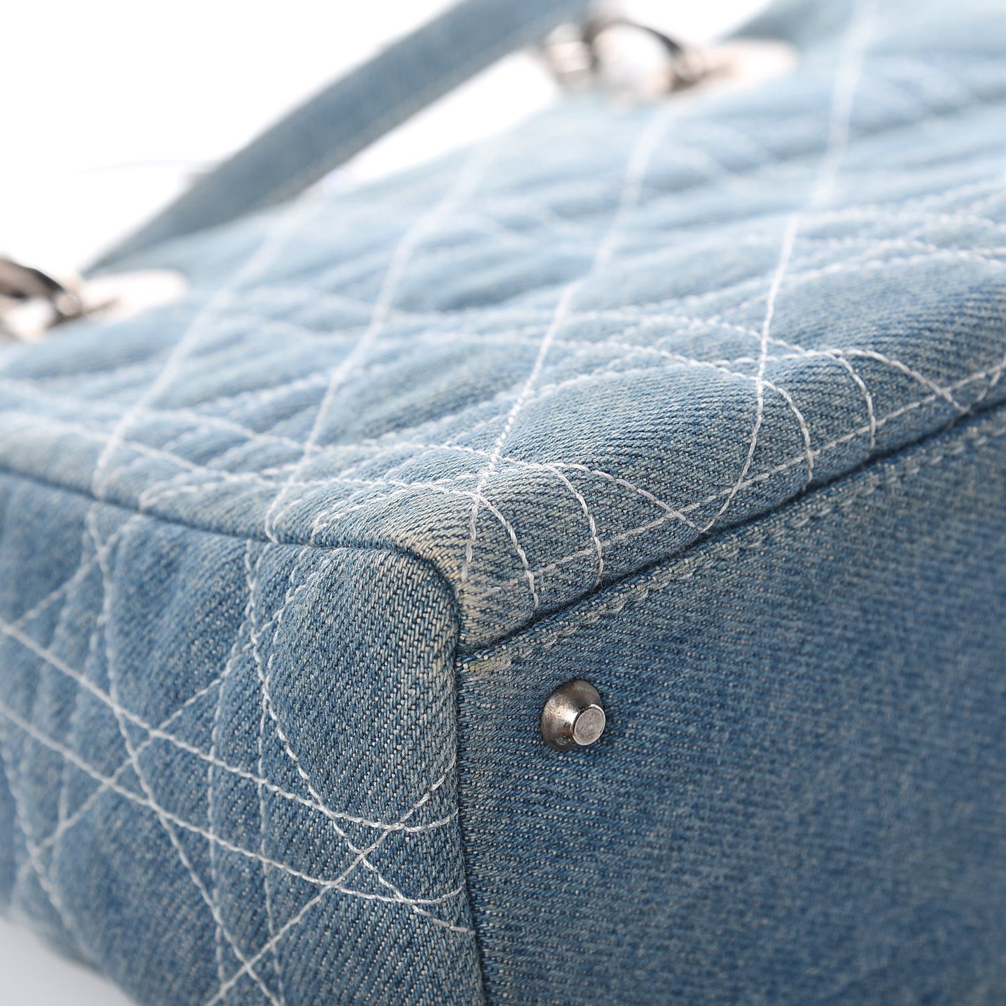 Denim Cannage Medium Lady Dior Blue