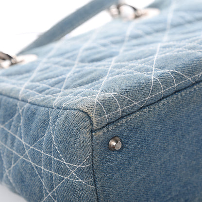 Christian Dior Denim Cannage Medium Lady Dior Blue 10 of 13