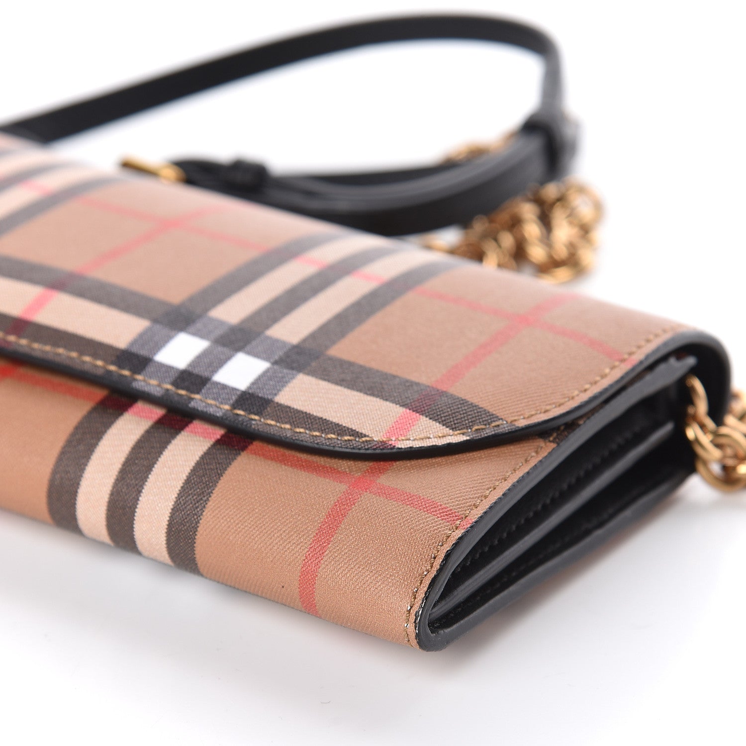 Burberry Vintage Check Henley Wallet On Chain Black 11 of 11