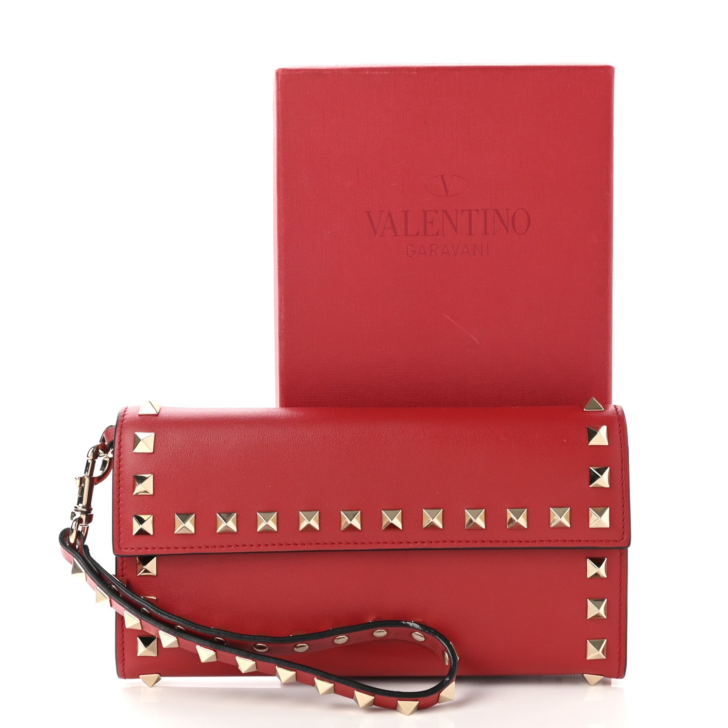 Valentino Garavani Vitello Rockstud Wristlet Travel Wallet Rosso Valentino 11 of 11