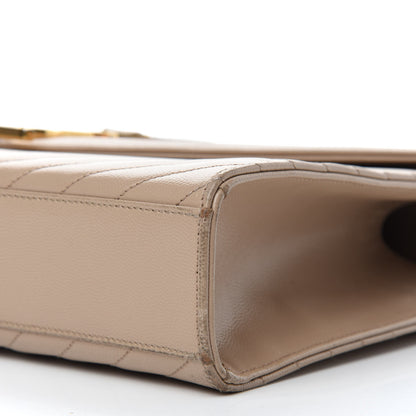 Saint Laurent Grain De Poudre Matelasse Chevron Large Monogram Satchel Beige 11 of 19