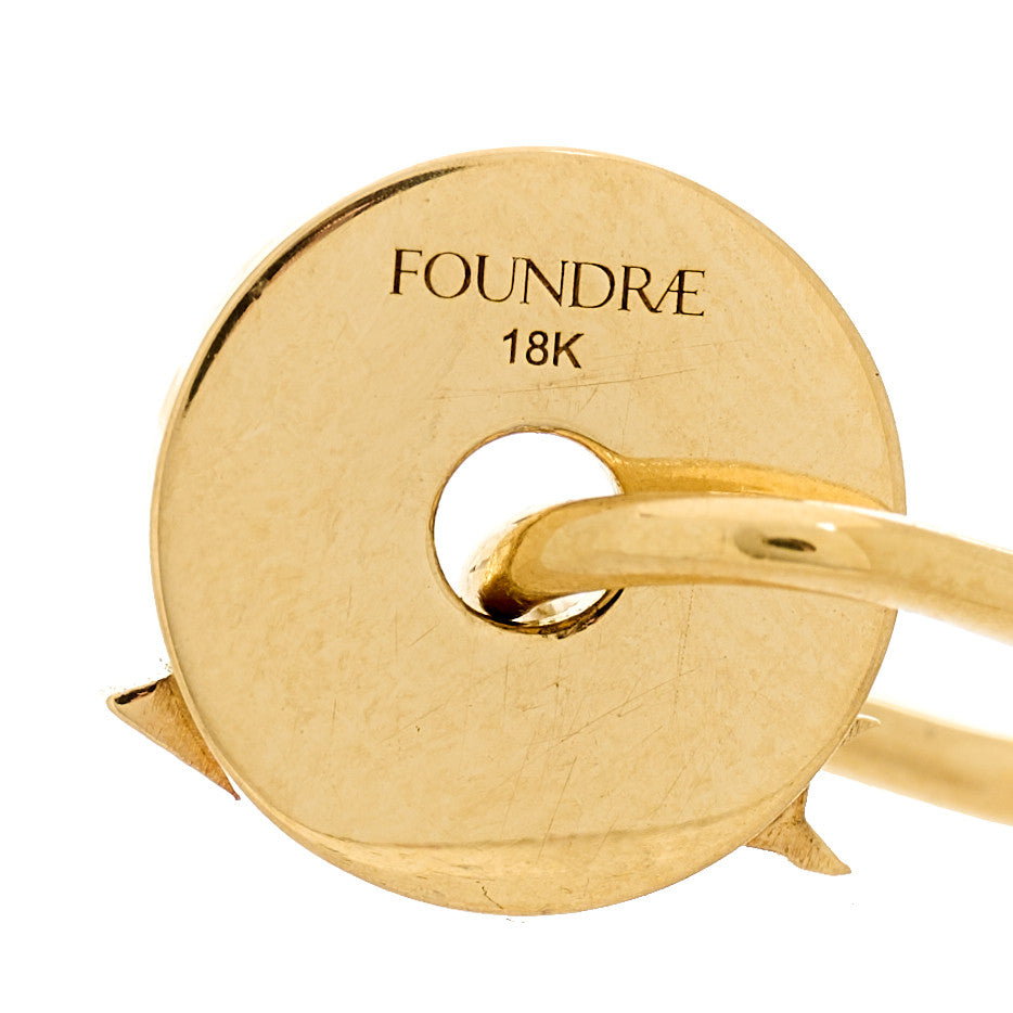 Foundrae 18K Yellow Gold Diamond Champleve Enamel Arrow Dream Champleve Symbol Disk Petite Fob Link Single Earring Black 3 of 4