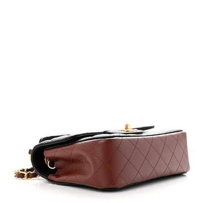 Chanel Calfskin Quilted Small Strap Into Flap Bag Black Burgundy 4 of 11