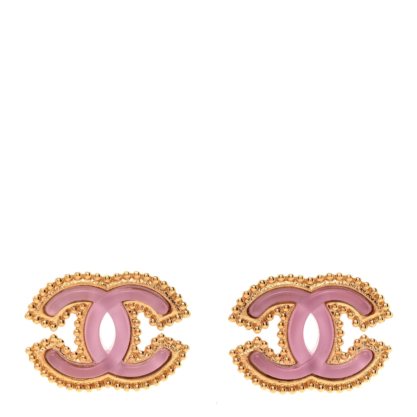Metal Resin Rope CC Earrings Gold Pink