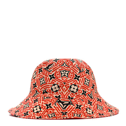 Louis Vuitton Nylon Canvas Monogram Giant Crafty Reversible Bucket Hat M Creme Rouge 10 of 14