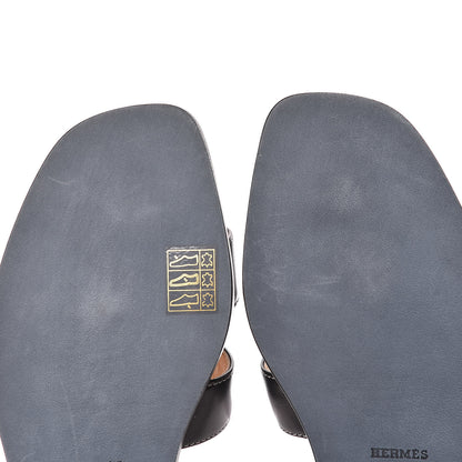 Hermes Box Calfskin Oran Sandals 39 Black 12 of 12