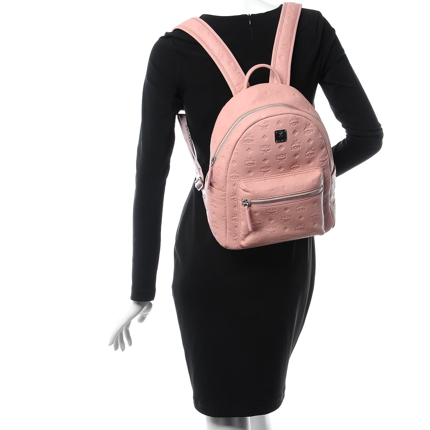 MCM Calfskin Ottomar Monogram Small Backpack Pink 2 of 9