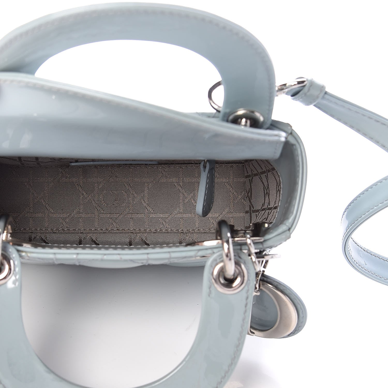 Christian Dior Patent Cannage Mini Lady Dior Light Blue 5 of 17