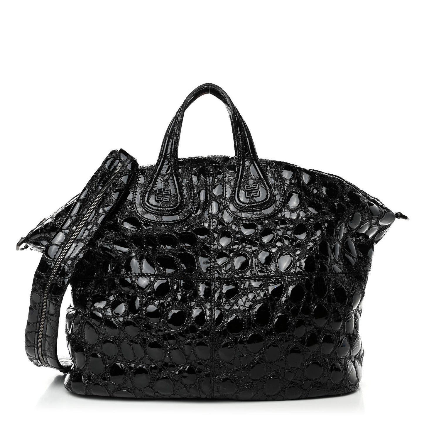 Patent Crocodile Embossed Large Nightingale Black