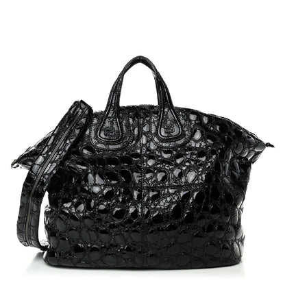 Givenchy Patent Crocodile Embossed Large Nightingale Black 1 of 6