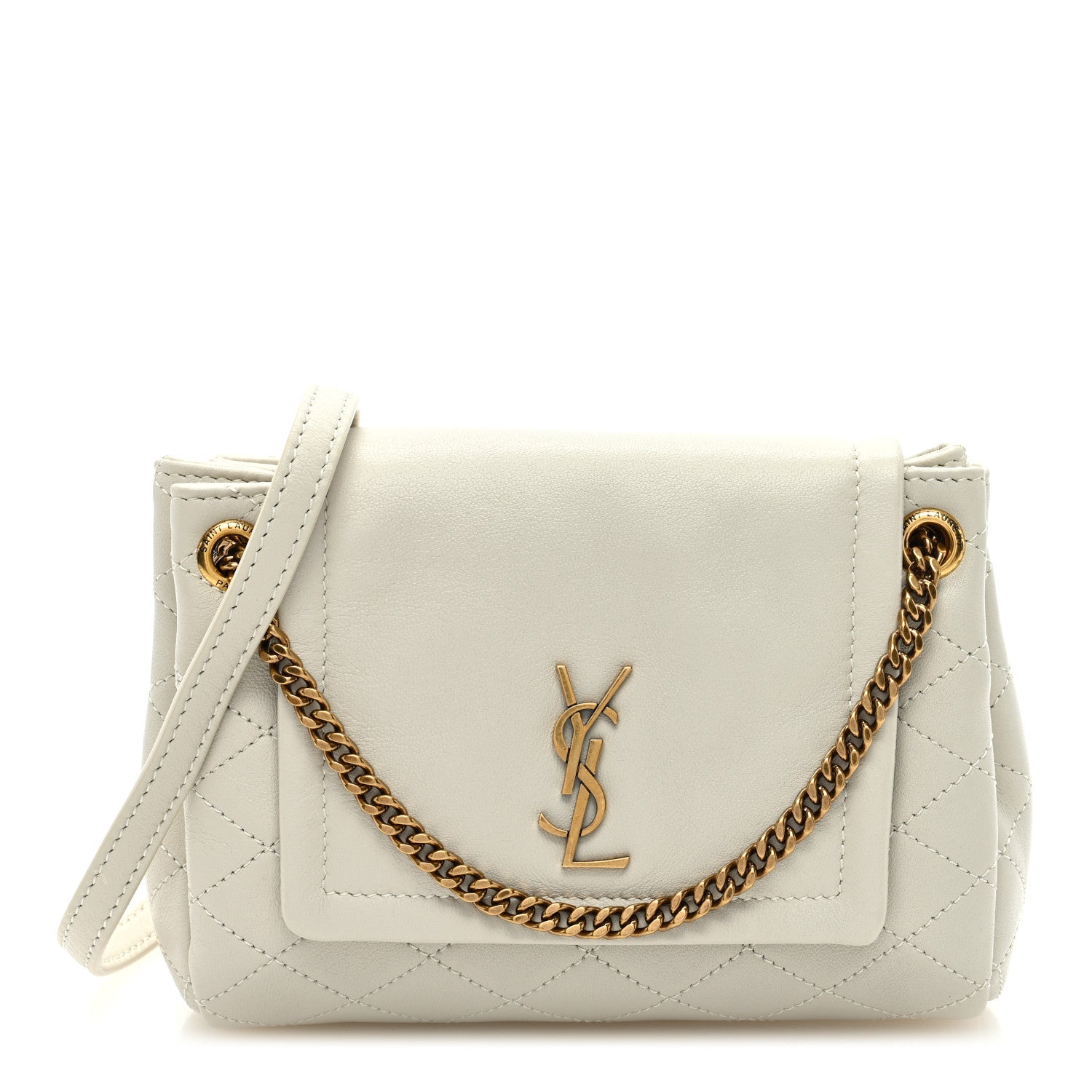Saint Laurent Lambskin Quilted Monogram Mini Nolita Blanc Vintage 1 of 9