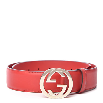 Gucci Moon Calfskin Interlocking G 37mm Belt 80 32 Vibrant Red 1 of 9
