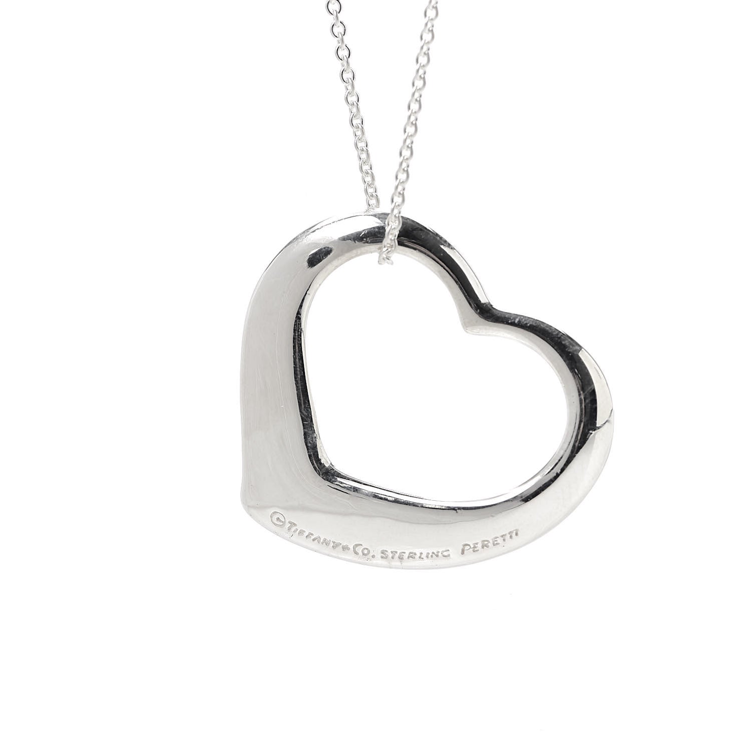 Tiffany Sterling Silver 36mm Elsa Peretti Open Heart Pendant Necklace 4 of 6