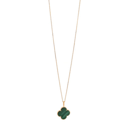 Van Cleef & Arpels 18K Yellow Gold Malachite Magic Alhambra Pendant Necklace 1 of 6