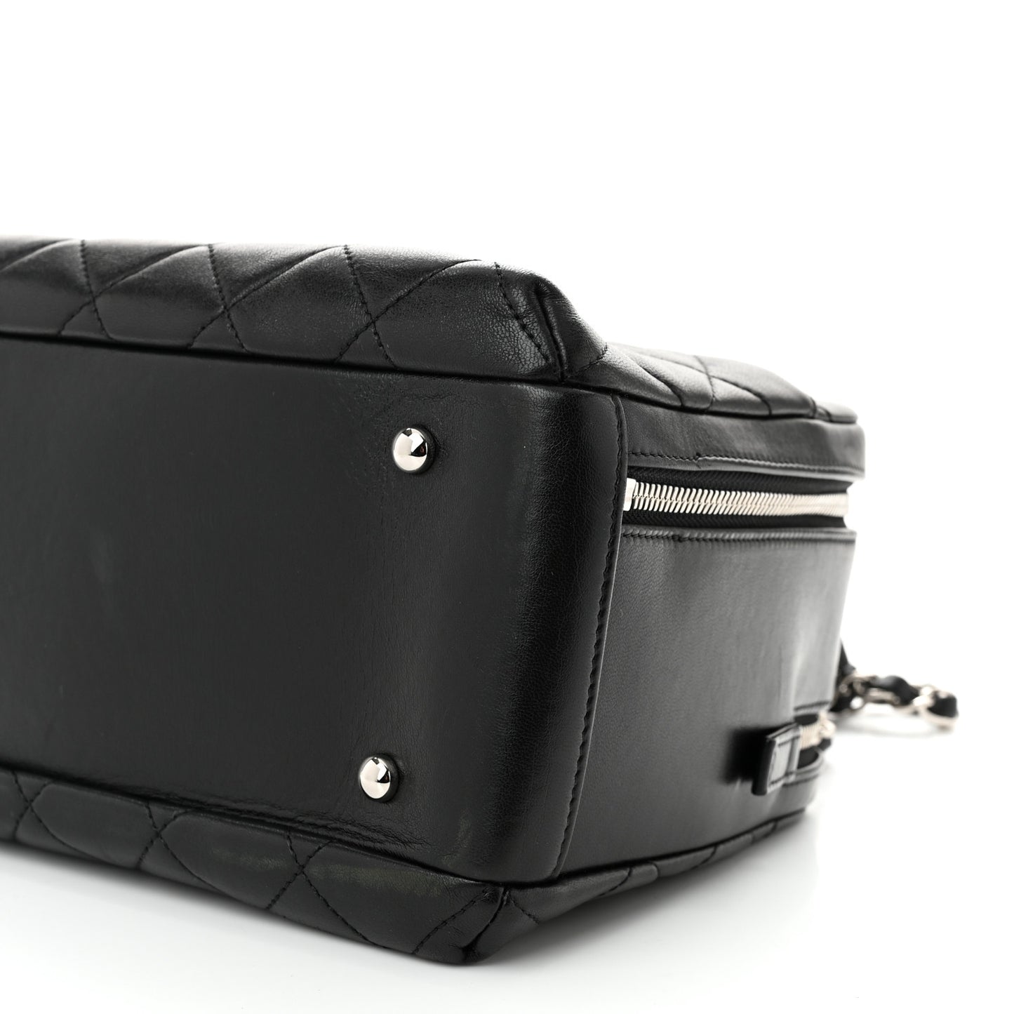 Lambskin Quilted Medium Trendy CC Bowling Bag Black