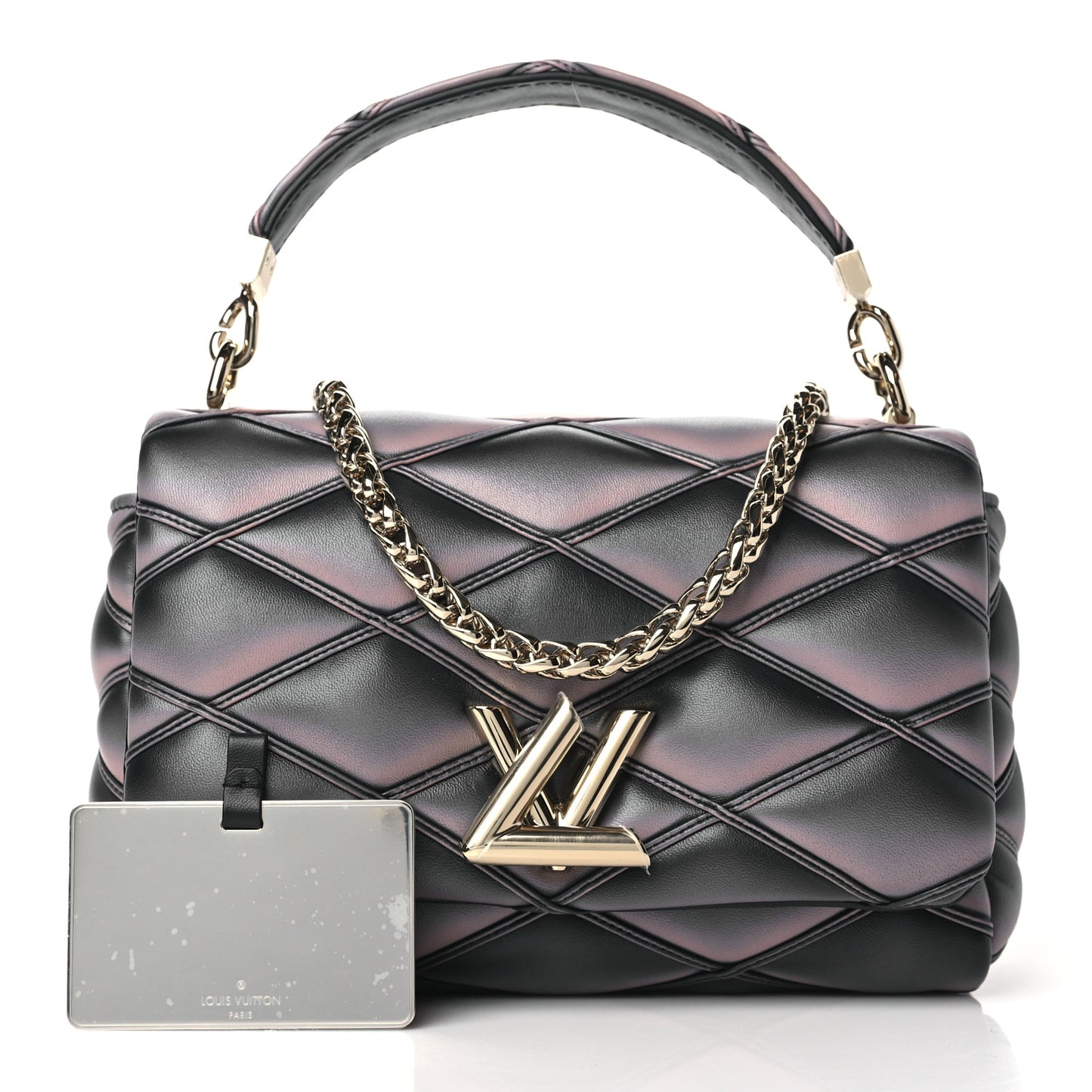 Lambskin Malletage Top Handle GO-14 MM Black Pink