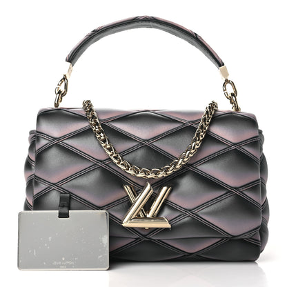 Louis Vuitton Lambskin Malletage Top Handle GO-14 MM Black Pink 3 of 10