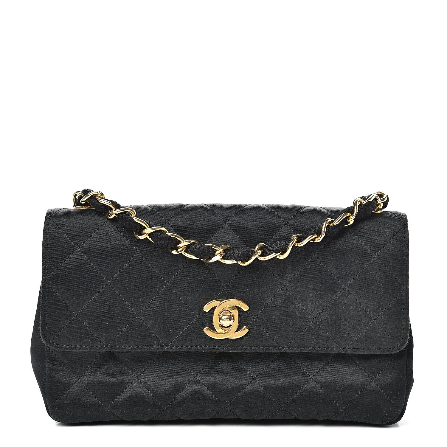 Chanel Satin Quilted Extra Mini Rectangular Flap Black 1 of 14