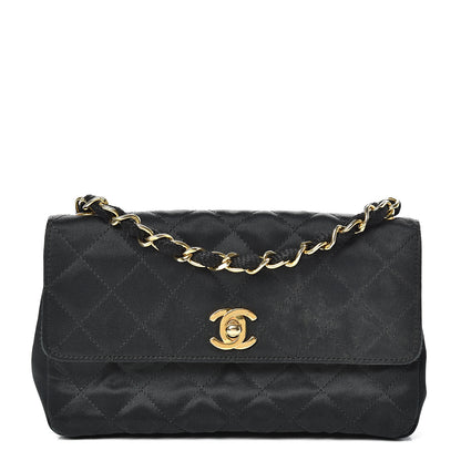 Chanel Satin Quilted Extra Mini Rectangular Flap Black 1 of 14