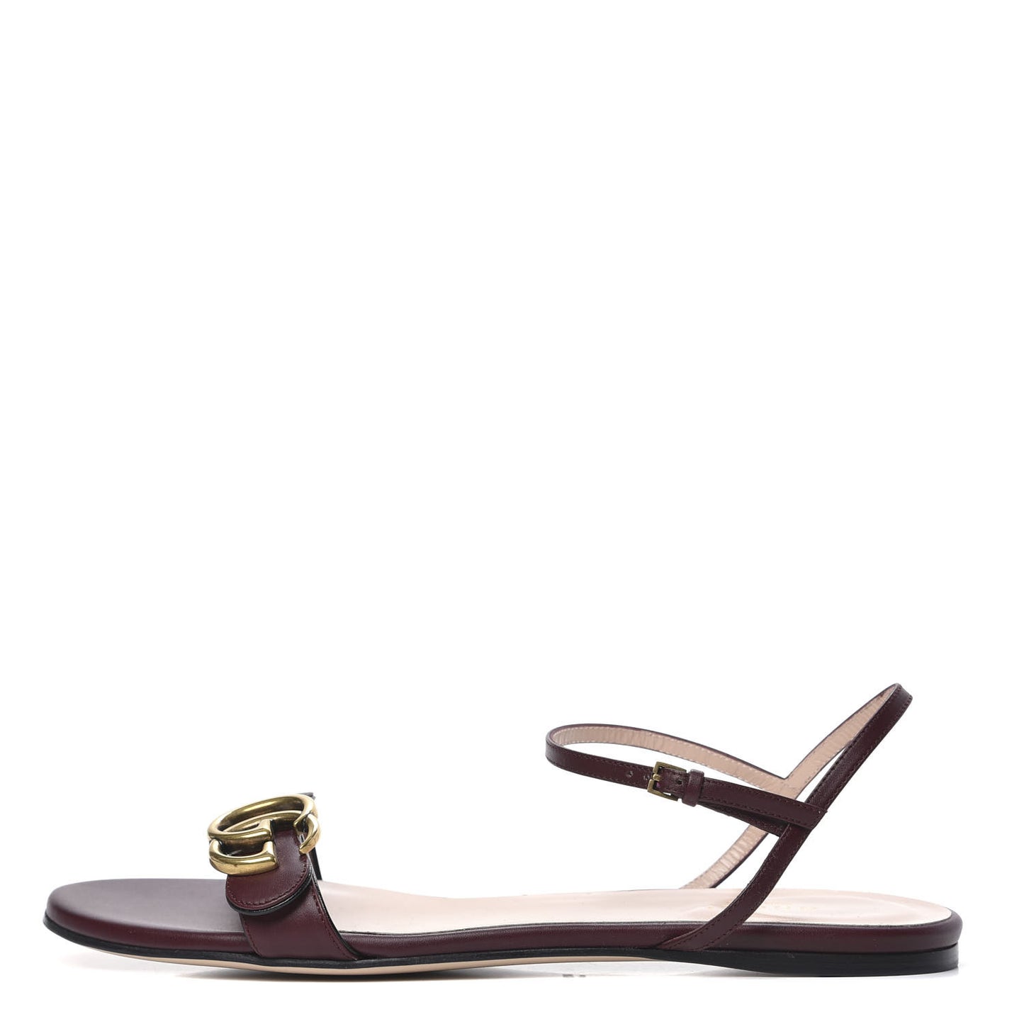 Lifford Calfskin GG Marmont Ankle Wrap Flat Sandals 39 Vintage Bordeaux