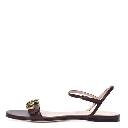 Gucci Lifford Calfskin GG Marmont Ankle Wrap Flat Sandals 39 Vintage Bordeaux 1 of 7