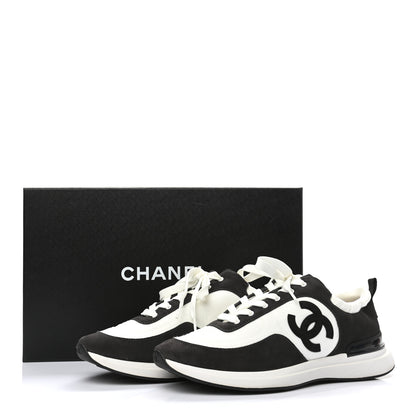 Chanel Nylon Suede Calfskin CC Sneakers 44 White Dark Grey 8 of 8