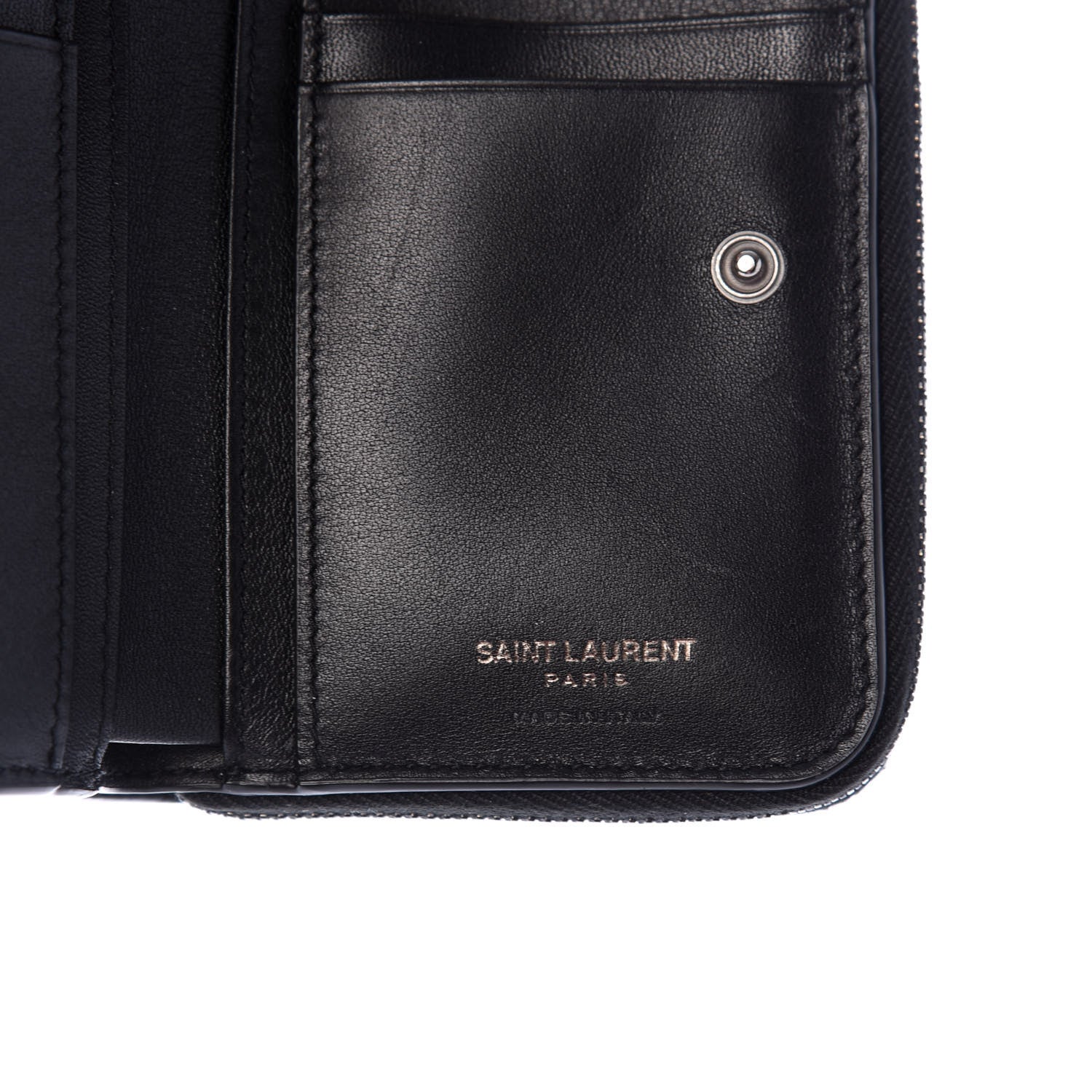 Saint Laurent Patent Glitter Leopard Monogram Compact Wallet Black Multi 6 of 7